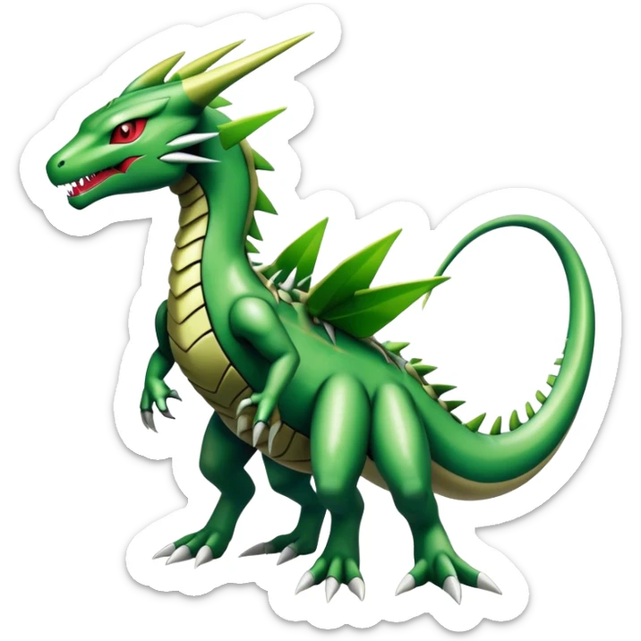  Cool Edgy Shiny Futuristic Ethereal Legendary Rayquaza-Digimon-Tyranitar-Flygon-hybrid full body sticker