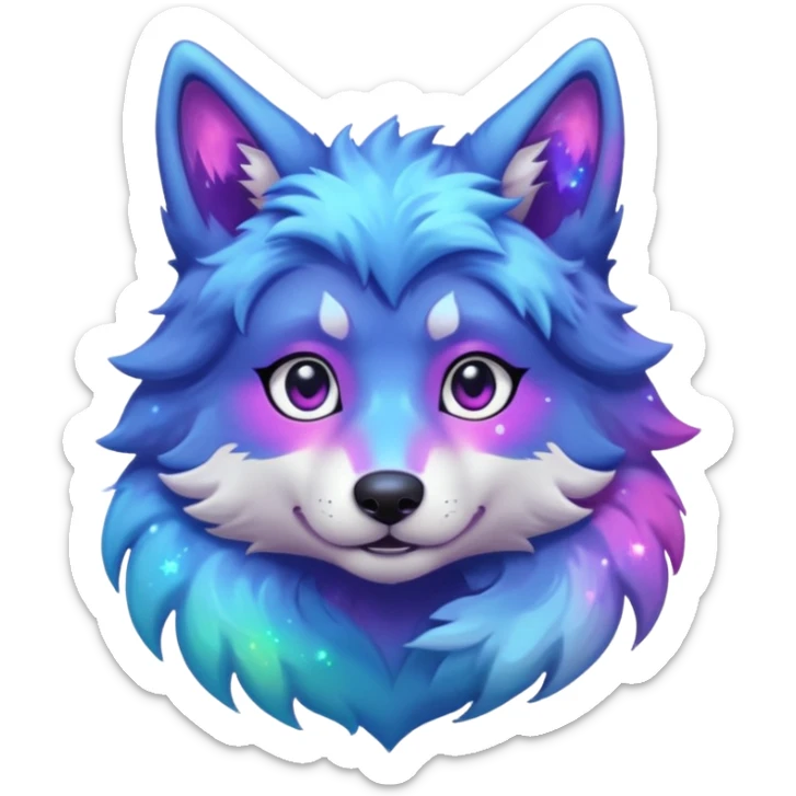 anthropomorphic anthro kawaii cute colorful shiny pastel nebula furry wolf-fursona furry  (half body) sticker