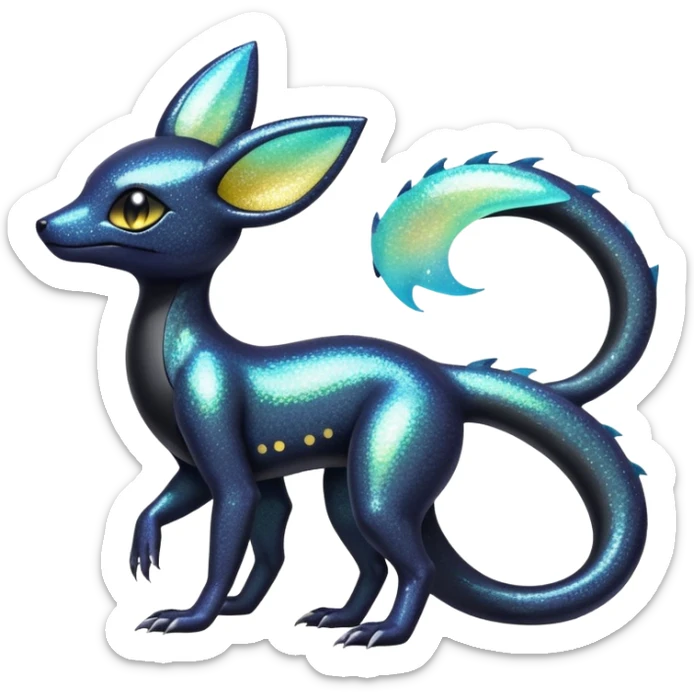 Pastel Iridescent Shiny Sparkly Exotic Salandit-Umbreon-Fakémon-hybrid-creature (full body)  sticker