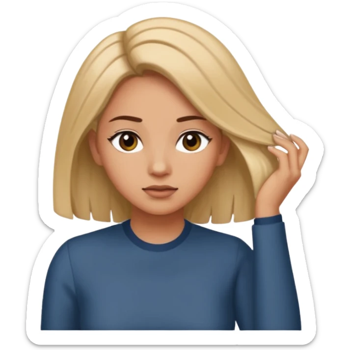 Face a woman turning her head to the side while tucking her hair behind her ear, with a look that says something like Let me mind my business sticker
