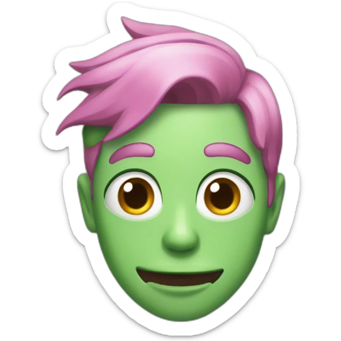 a skinny guy with green hair and tongue out sticker