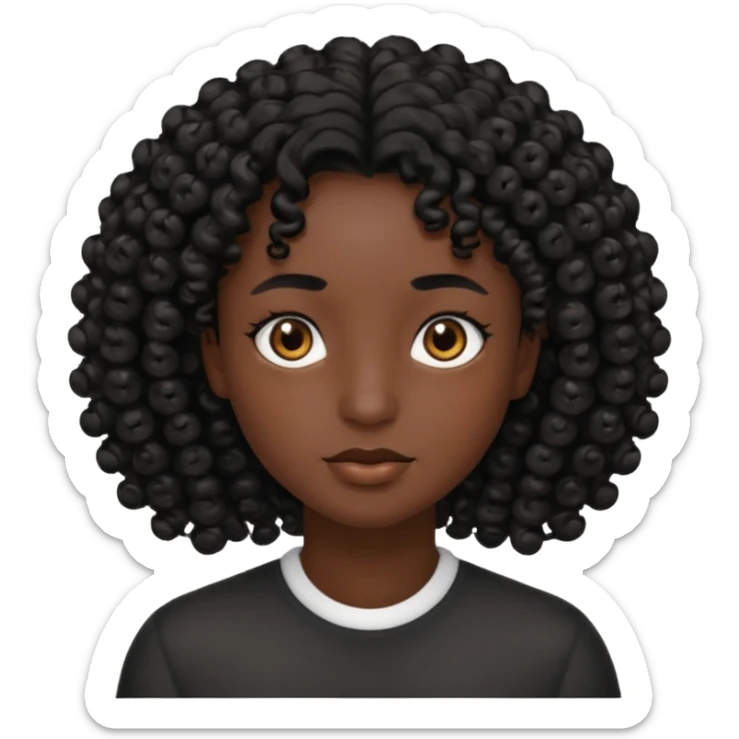 black soft tone of skin, curly black hair, brown eyes sticker
