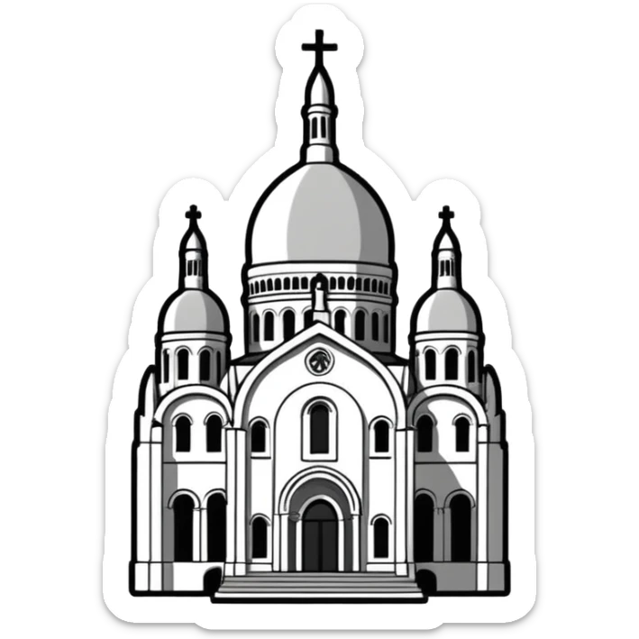 now I want a sticker with the Sacre Coeur church in black and white sticker