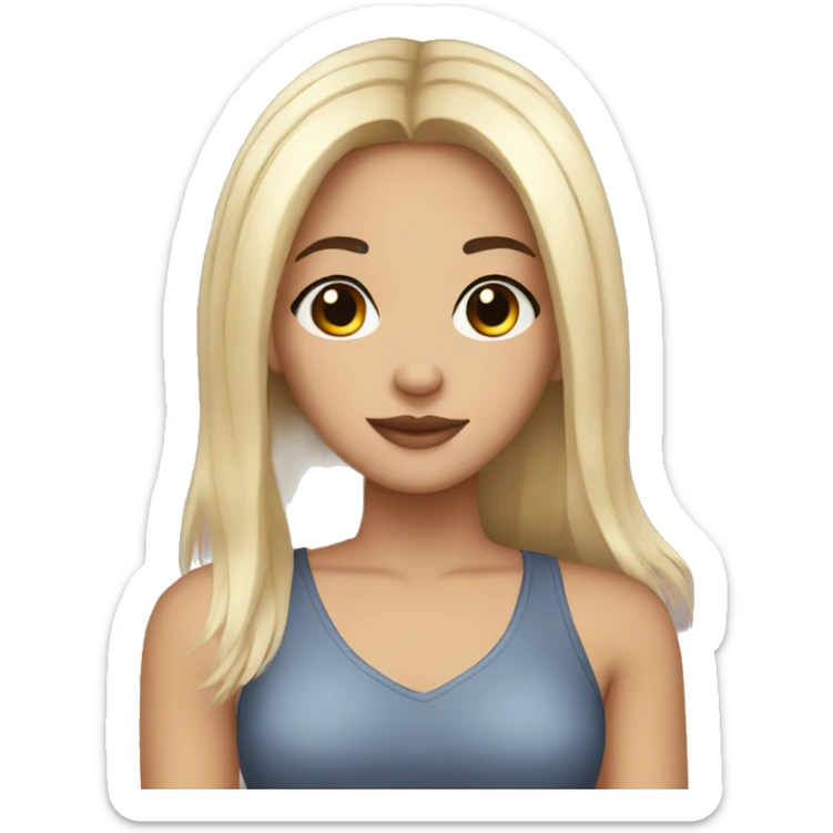 girl pretty light skin black hair and black eyes sticker