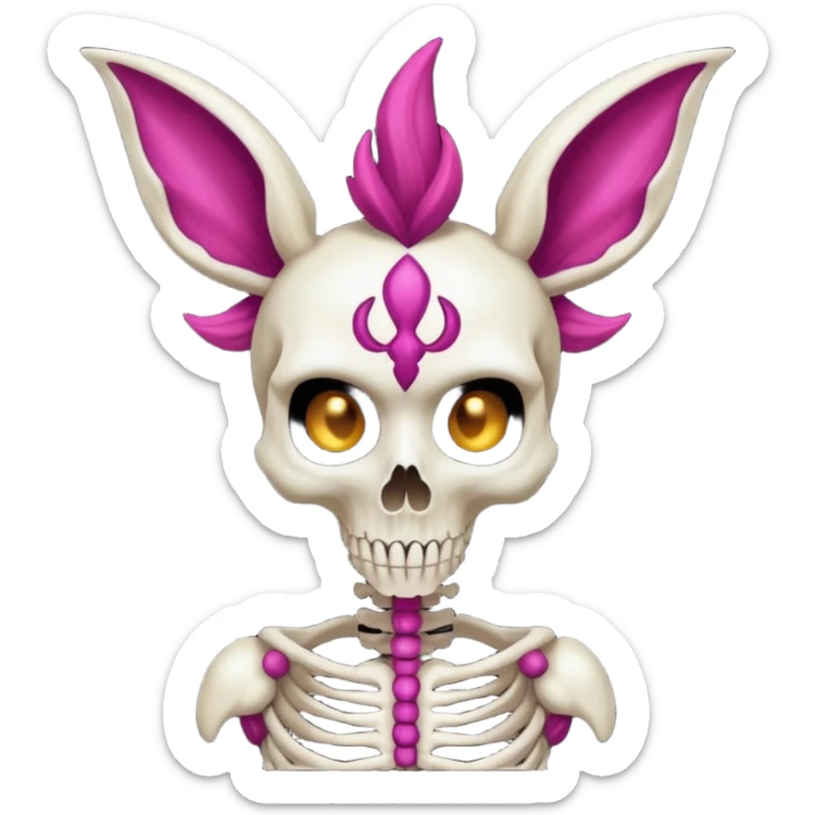 Magenta Skinny skeletal Skeleton-Flareon-fairy with a skull mask sticker
