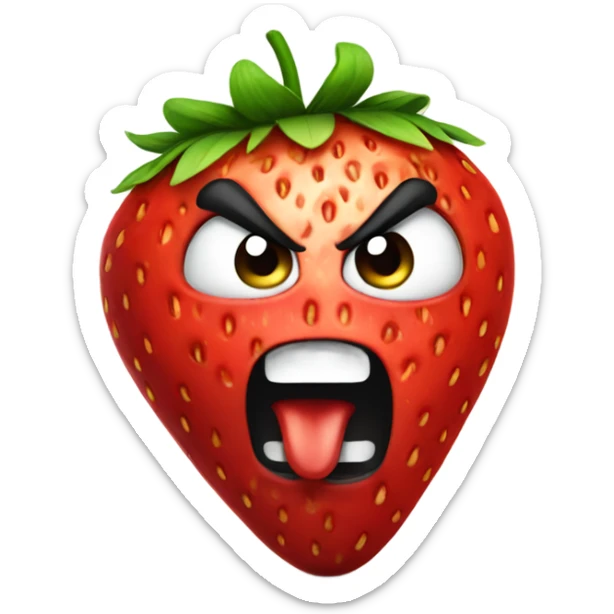 Angry strawberry sticker