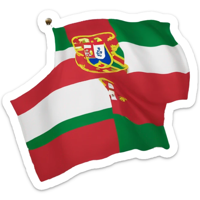 bandeira com brasão português numa bandeira com fundo, metade azul e a outra metade branca sticker