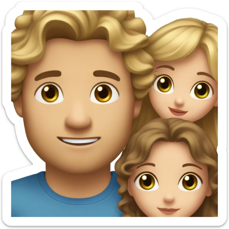 Family of 5:  Dad: Tall, brown hair/eyes, fair. Mom: Medium, blonde, green eyes, fair. Daughter 1: 3, long brown hair, brown eyes. Daughter 2: 2, curly blonde, blue eyes. Baby: 5 months, brown hair/eyes. sticker