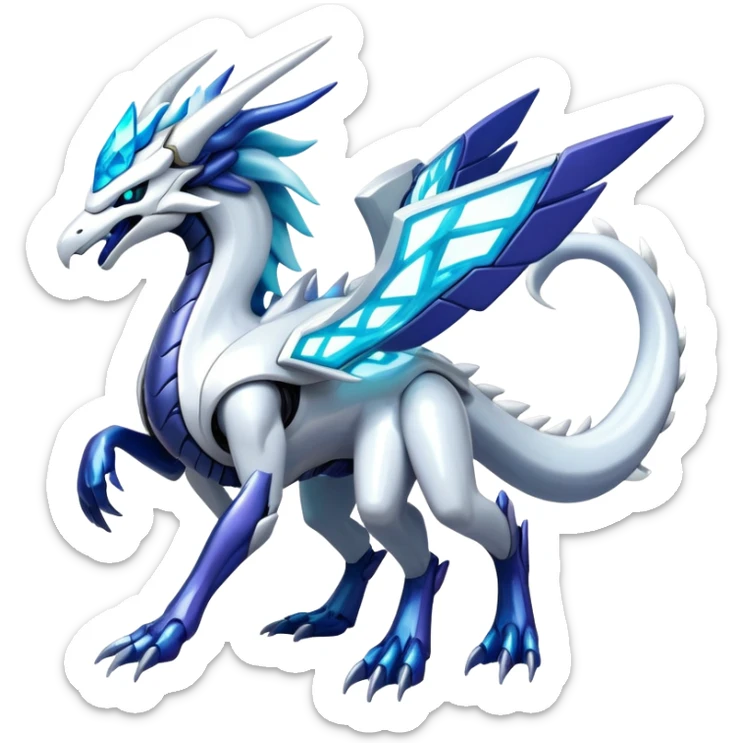 Colorful Futuristic Modern Epic Legendary Shiny Cyber-Suicune-Dialga-Reshiram-Creature, (full body) sticker