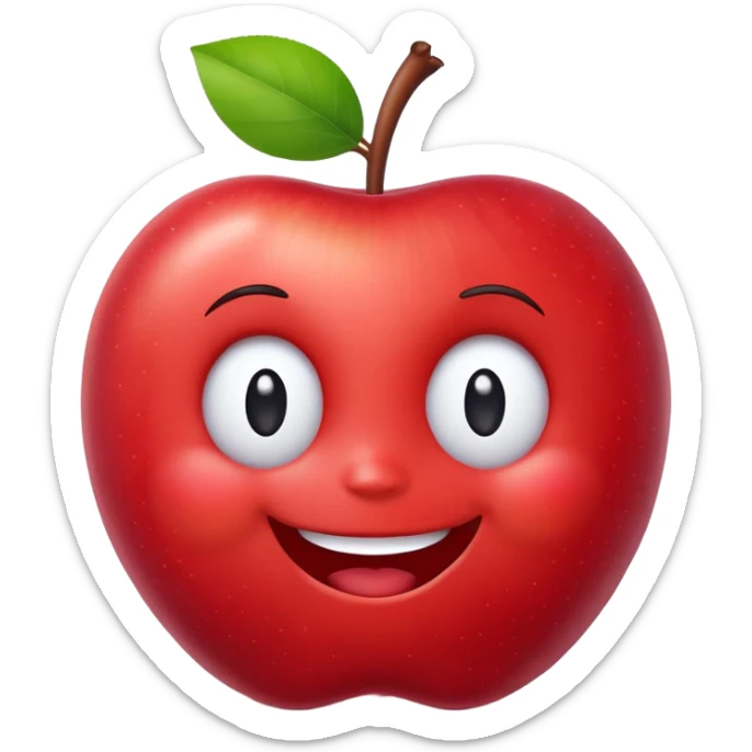 A smiling cartoon apple character named Elma with cute face and little arms sticker