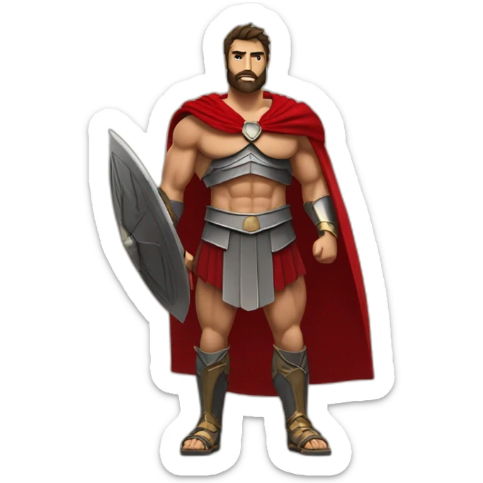 The Spartan Leonidas. Muscly physique. Wearing a red cape. Masculin.  sticker
