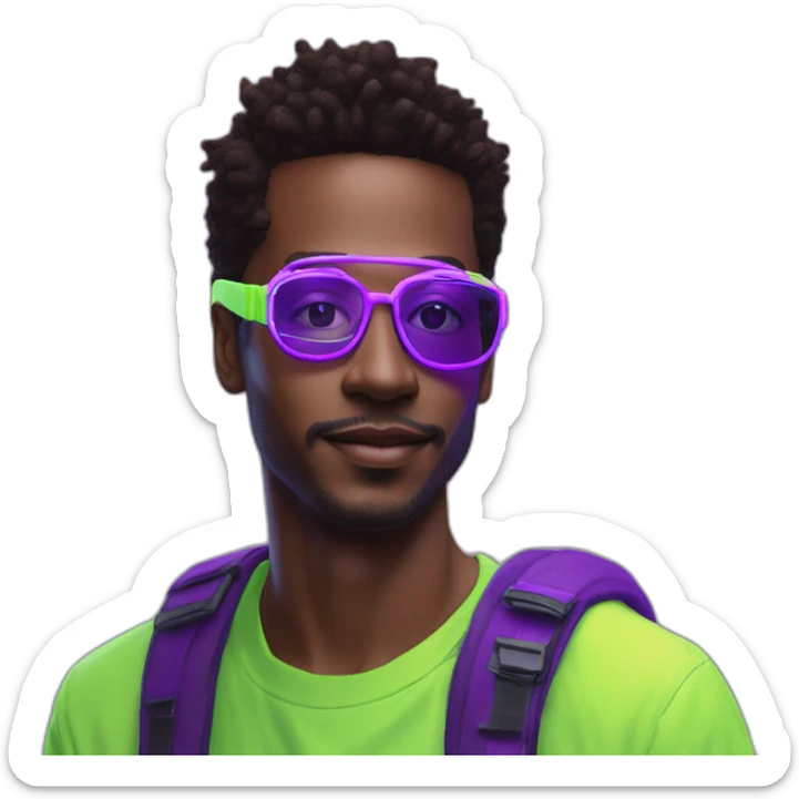 Crazy ants color lemon green and purple neon streetwear cybertech smart glasses point from him up doing a moonwalker sticker