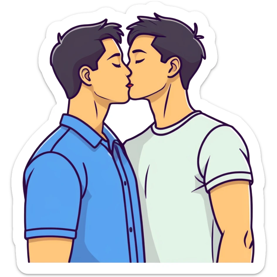 Gay couple kissing white and Filipino sticker
