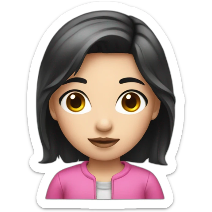 Girl photographer with Pink skin and black hair sticker