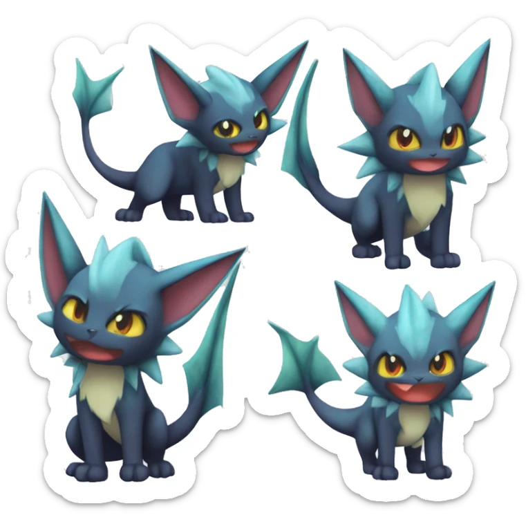 Edgy Vaporeon-Noivern-Litten-Zorua full body sticker