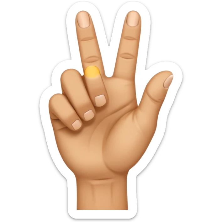 Create an emoji of a right hand. The thumb and middle finger of the right hand are pressed together, with the index finger positioned between them. The remaining fingers are curled into a fist. Add motion lines around the emoji to indicate a downward hand movement. sticker