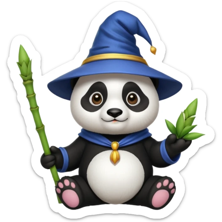 Chcę Pandę która ma czapkę czarownika i która jest kolorach biało-czarnych sticker