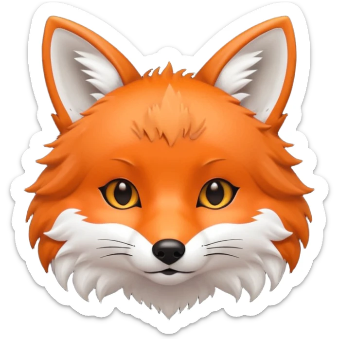 une tête de renard trop kawaii avec des poils noirs à la place des poils blancs sticker