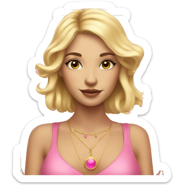 Blonde beautiful girl with pink pink tarot gold cards sticker