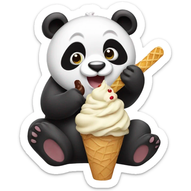 Panda eating ice cream sticker