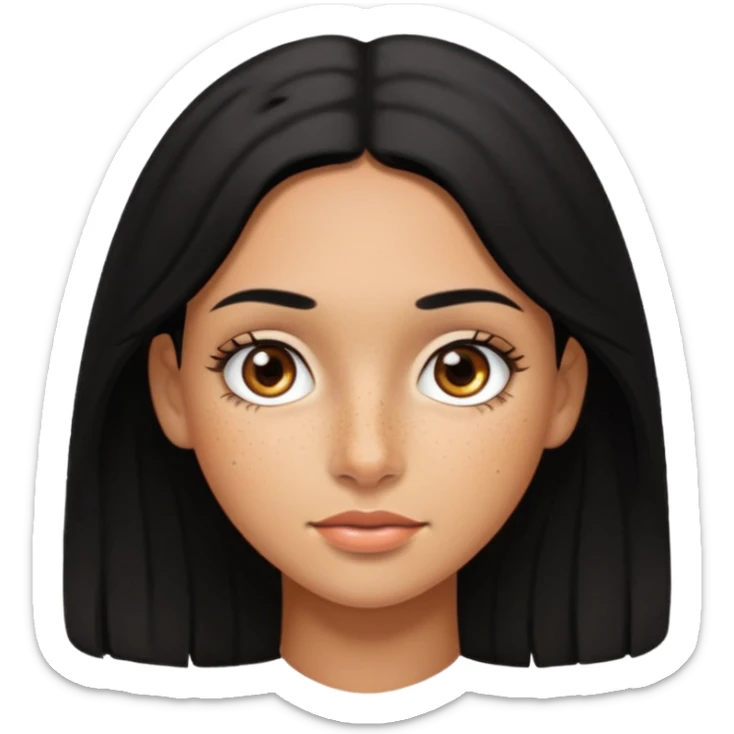 Pretty tan Latina girl with a freckle nose hazel eyes and black hair sticker