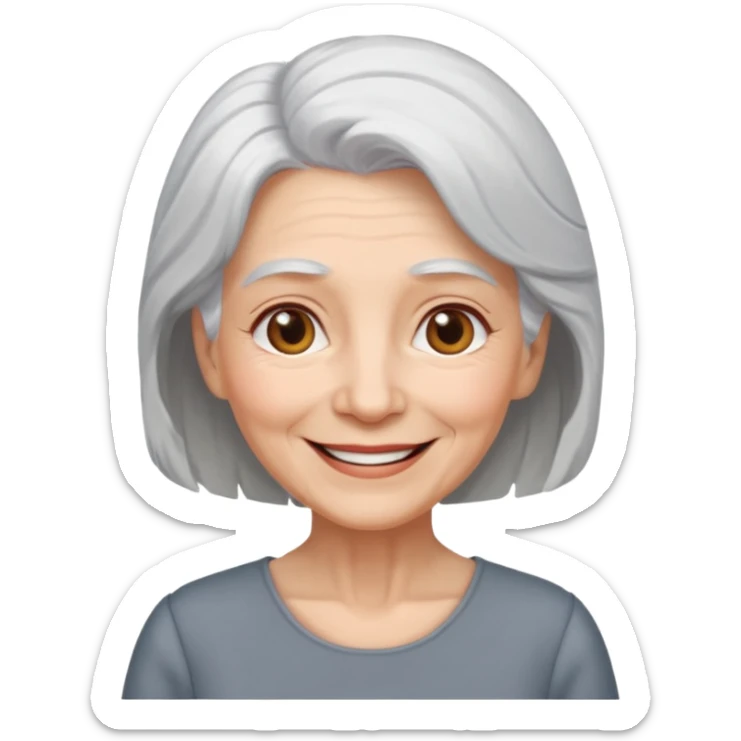 elderly woman white hair and gray dress sticker