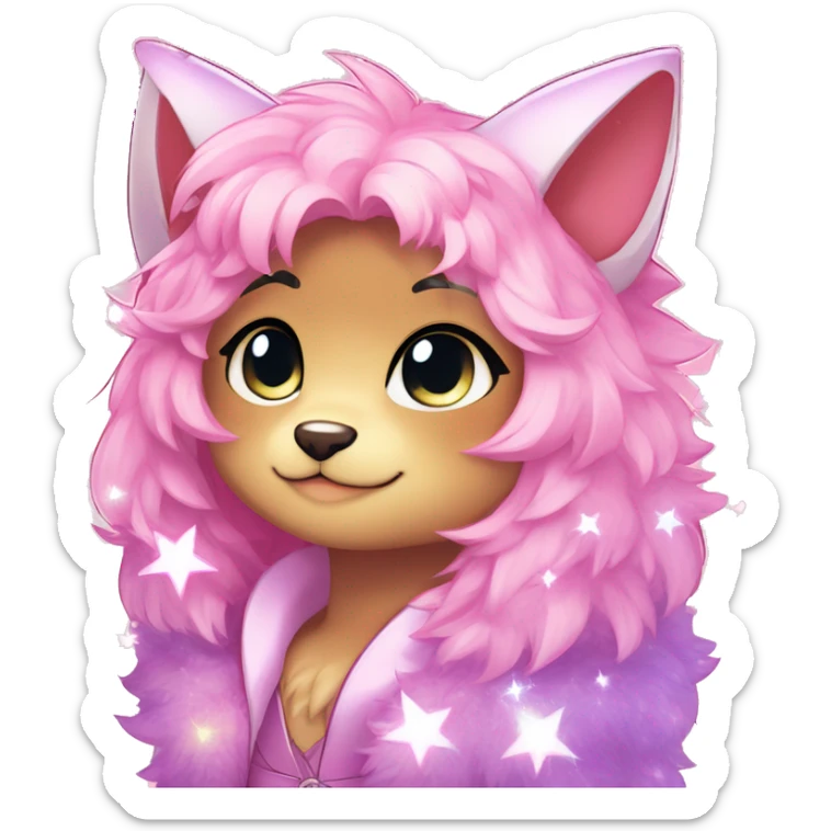 Anthro Shiny Pastel Glitter Sparkle Stars Pink Gradient Anime Chibi Fakémon Fur Sona sticker