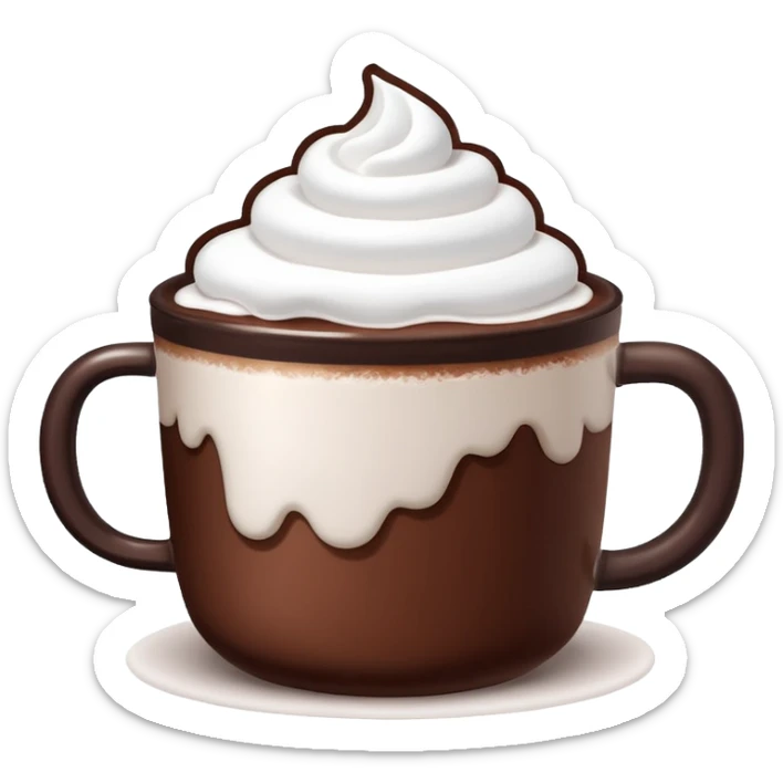 A cup of hot chocolate with foam and marshmallows on top and without any faces sticker