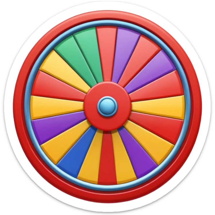 can you make me a prize wheel with the colors red, yellow, green, blue, orange, purple and make sure the colors are seperated and symetrical sticker