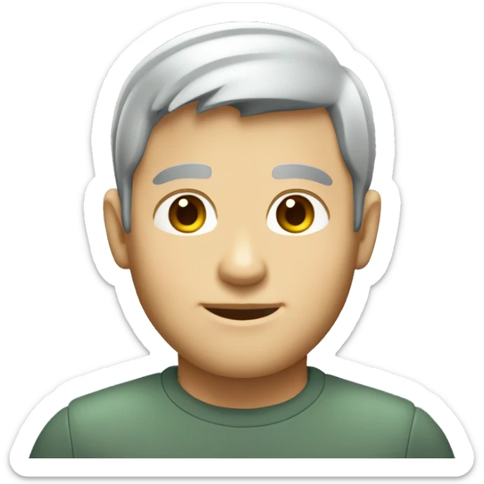 Generate an emoji-style avatar of a man with short red hair, trimmed beard, light skin, and gray-green eyes. Use the clean and smooth iOS emoji style, with a neutral facial expression, simple shapes, and smooth gradients. sticker