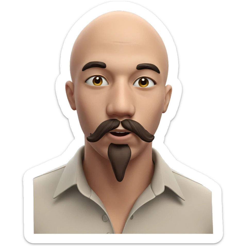 bald man with mustache sticker