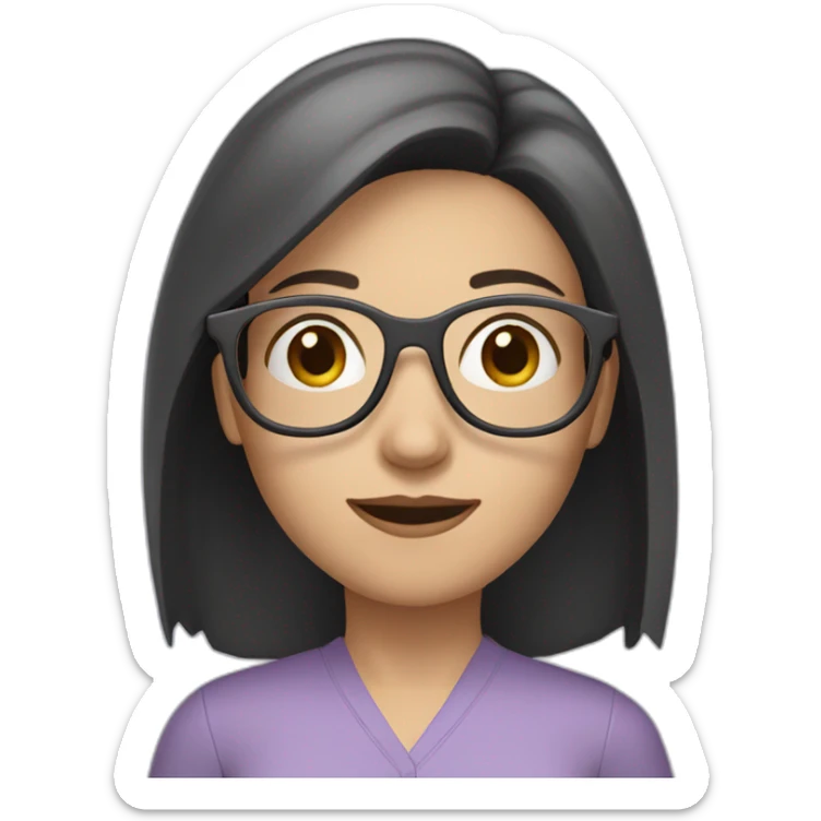 girl teacher in glasses with dark hair teacher in a lilac shirt sticker
