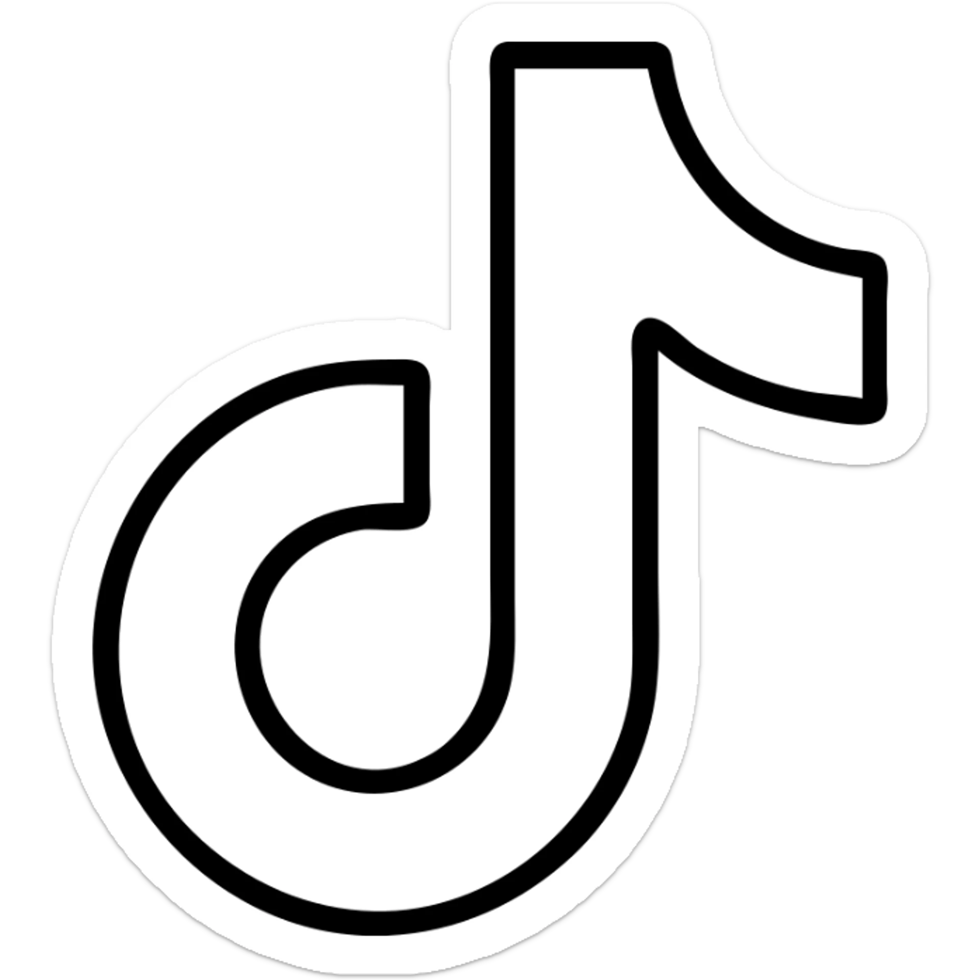 White TikTok logo, simple, clean, just outlines, on transparent background, no frame sticker