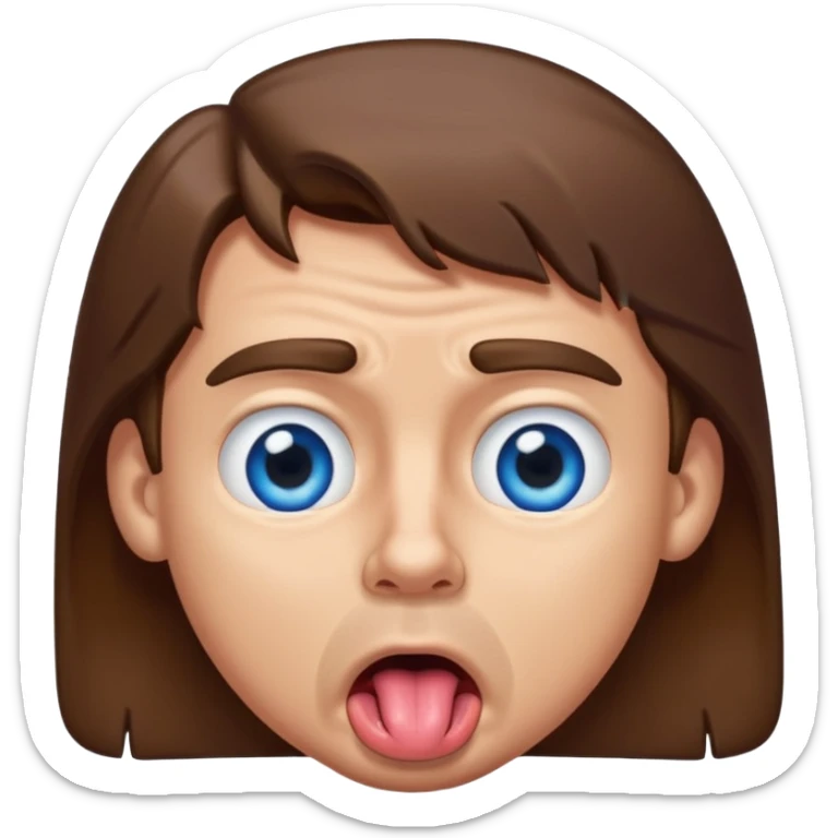 Un gars blanc brun au yeux bleu qui tire la langue sur le coter de la bouche et regarde mal sticker