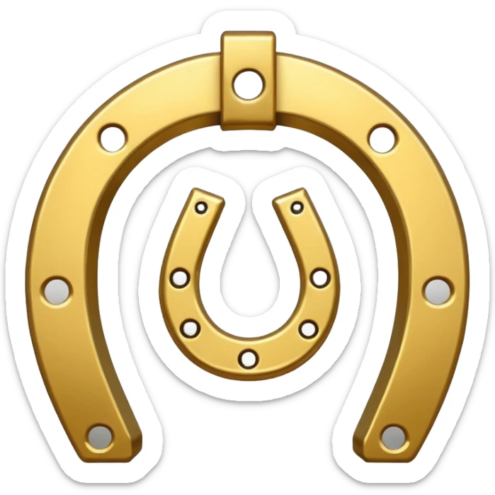 Emoji of an iron golden horseshoe with a thumb down in the middle (DisLikes) Vector sticker