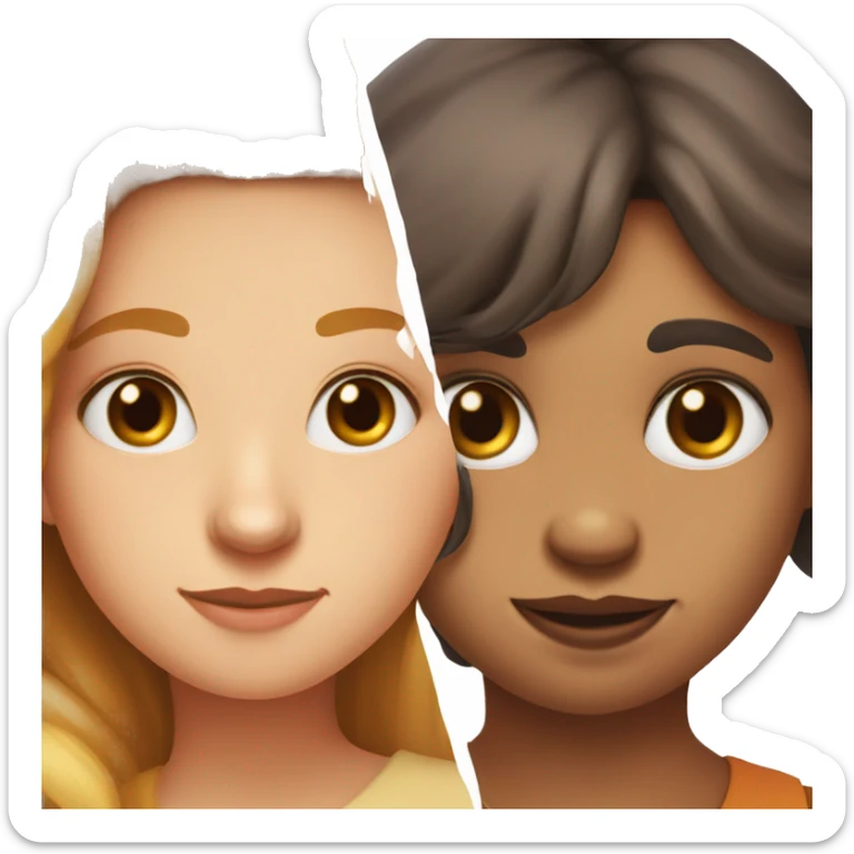 Half of the girl's face and the bullock of the fox's muzzle in one sticker