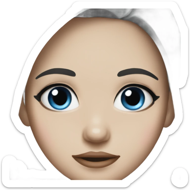 Girl with dark black hair with blue eyes and has blush make up on sticker