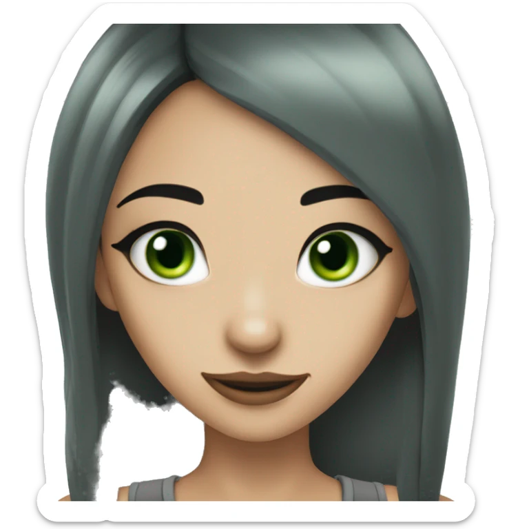 a darg green eyed girl with black hair and nose piercing  sticker