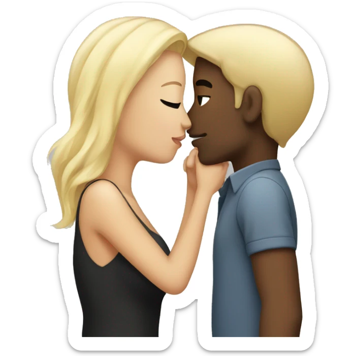 Black hair girlfriend kissing blonde hair boyfriend sticker