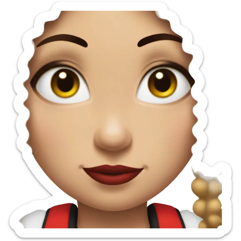 Harley Quinn girls face with brown curly hair sticker