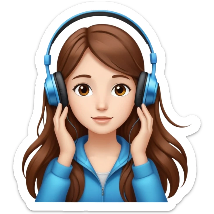 girl with long brown hair listening to music with headphones and stars girl with long brown hair listening to music with headphones and ✨  sticker