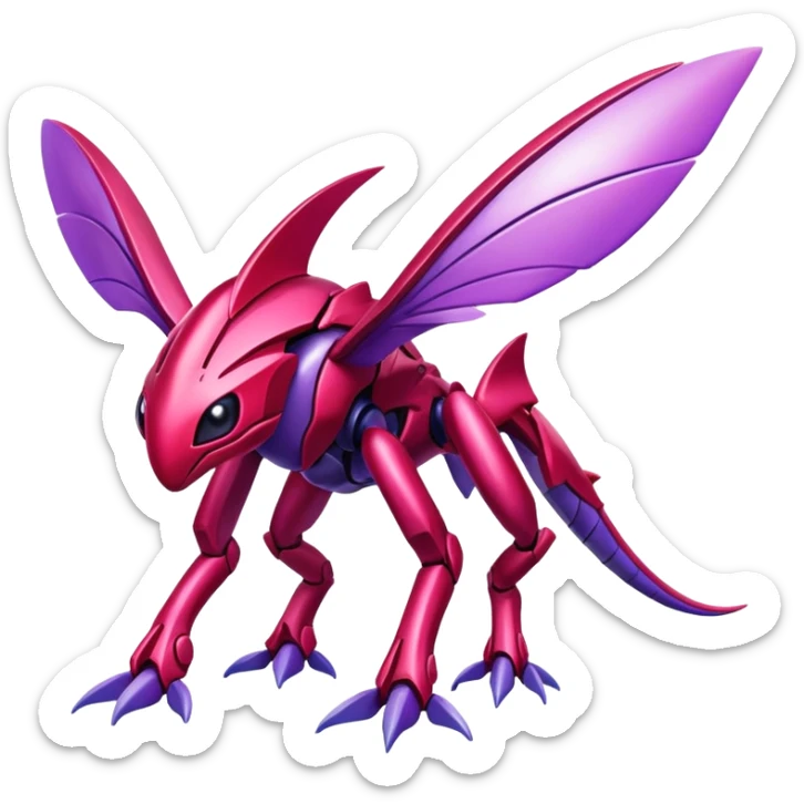 Shiny Exotic Colorful epic Gabito-Genesect-Miraidon-Koraidon-Fakémon-hybrid-creature (full body)  sticker