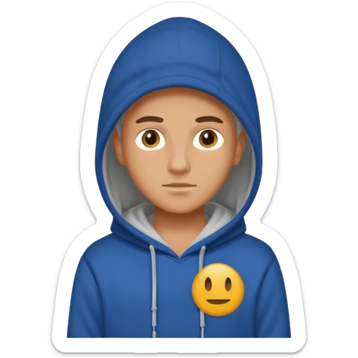 make image of white person, he is wearing hoodie with BST sign of it sticker