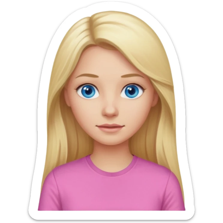 blonde woman long hair blue eyes pink shirt sticker