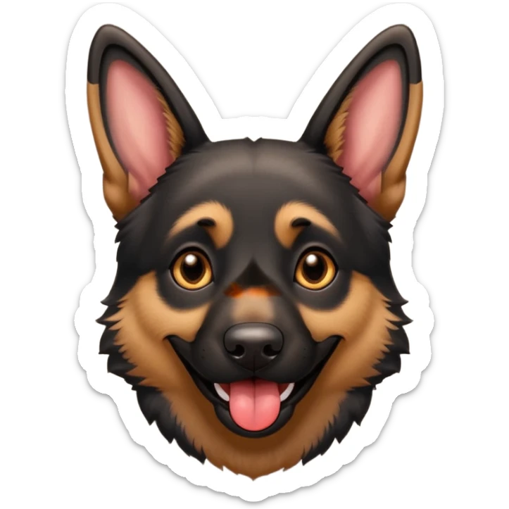 cartoon style dark German Shepherd dog with its tongue hanging out long sticker