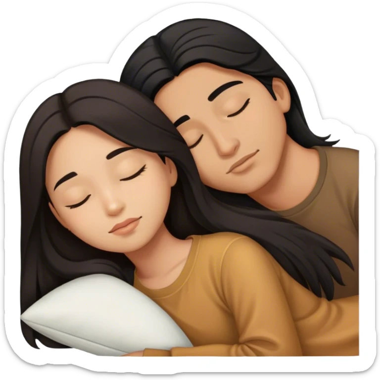 Caramel brown latino Guy with long black hair sleeping with brown hair Filipina sticker