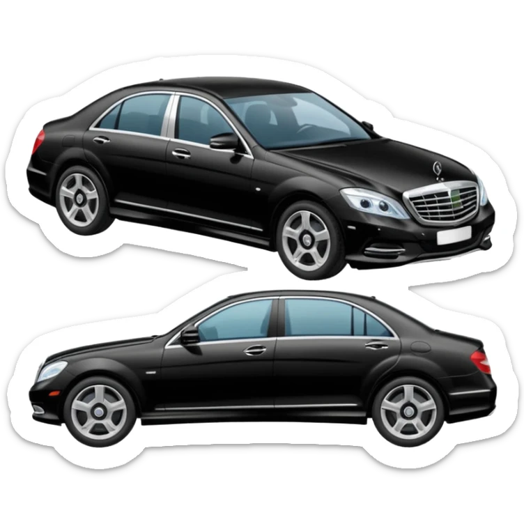 Crée-moi une voiture noire, berline, très classe La voiture  en long 2025classe S. sticker
