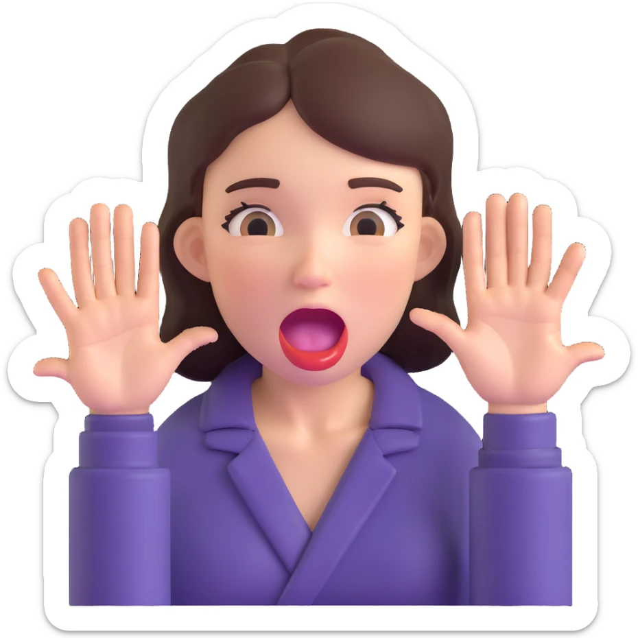 woman with drooling face and hands reaching for food, showing strong hunger sticker