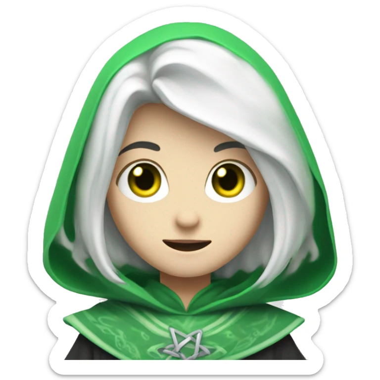 teenage white-skinned wizard with black hair green eyes in green disgue sticker