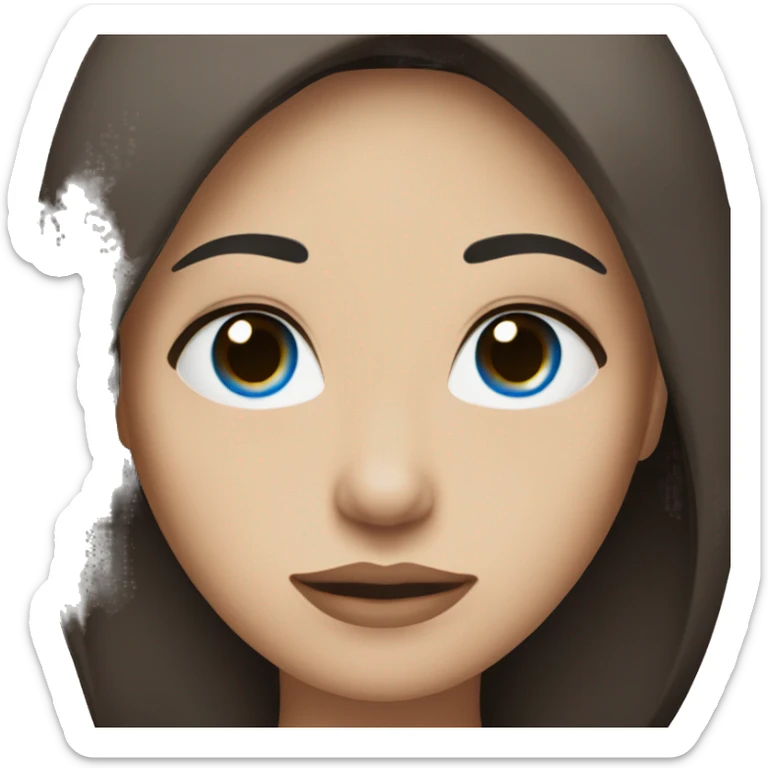 A woman with white skin, blue eyes, and long straight dark brown hair. sticker